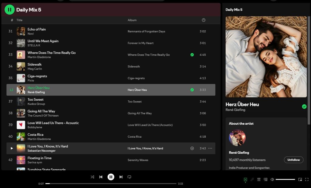 Spotify Algorithmic playlist Daily Mix 5